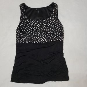 Black and white dotted tank